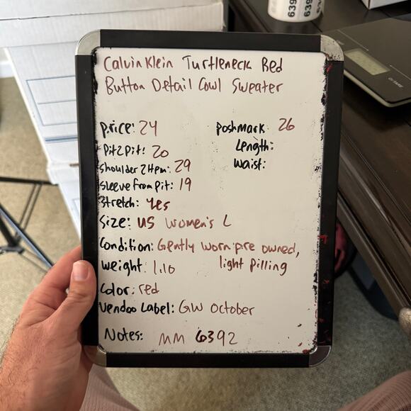 Calvin Klein Turtleneck Red Button Detail Cowl Sweater US Women's L - Picture 9 of 9